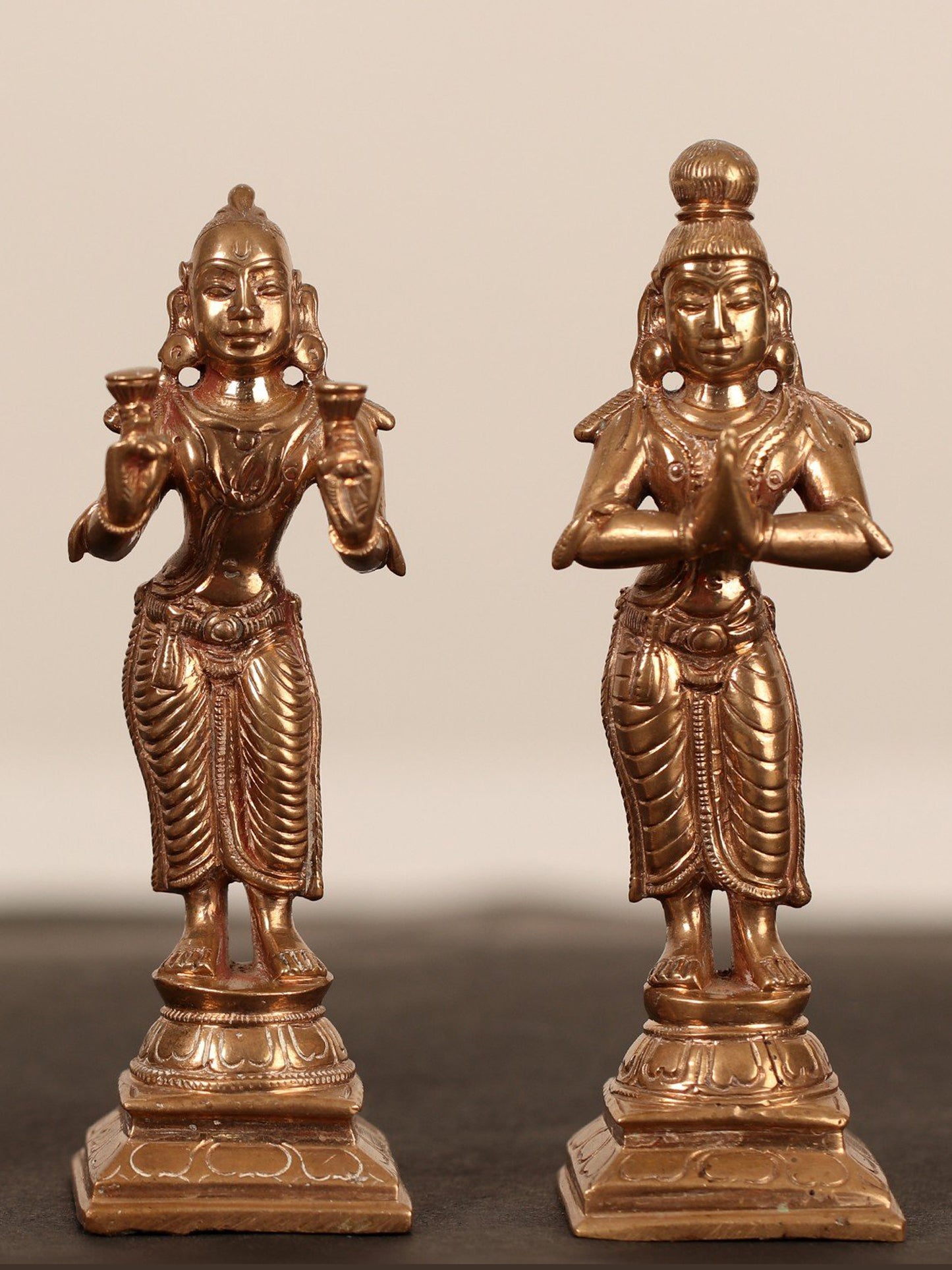 4" Alwar Idols Premium Statues (Set of 12 Statues) | Bronze Statues For Decor