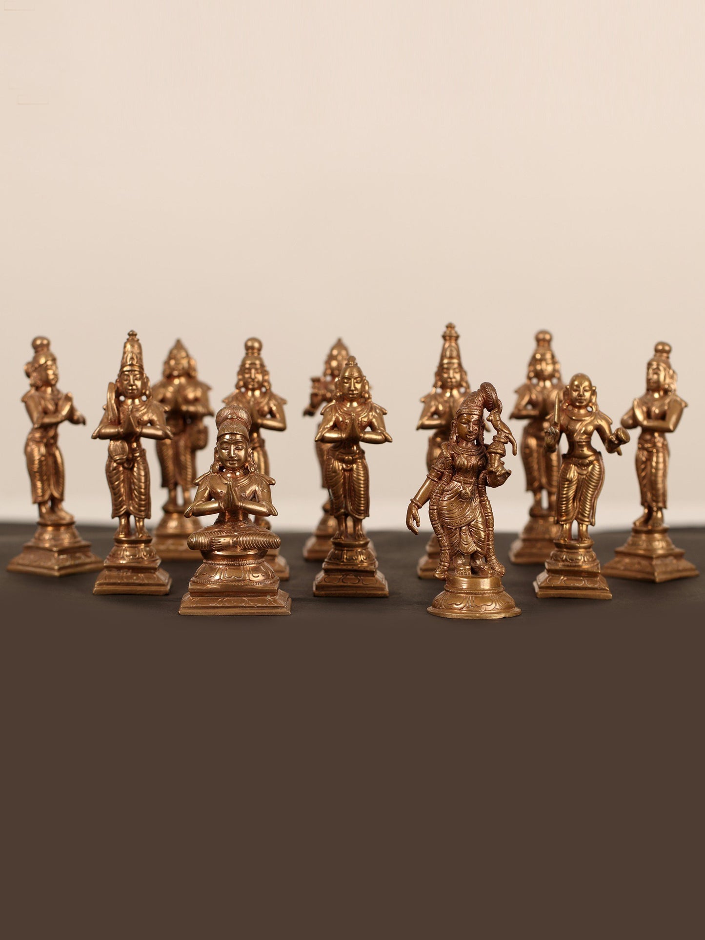 4" Alwar Idols Premium Statues (Set of 12 Statues) | Bronze Statues For Decor