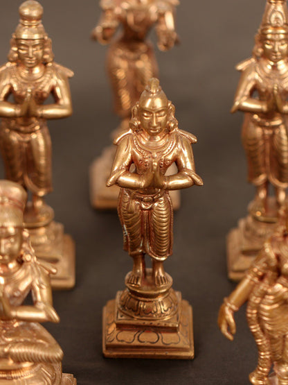 4" Alwar Idols Premium Statues (Set of 12 Statues) | Bronze Statues For Decor