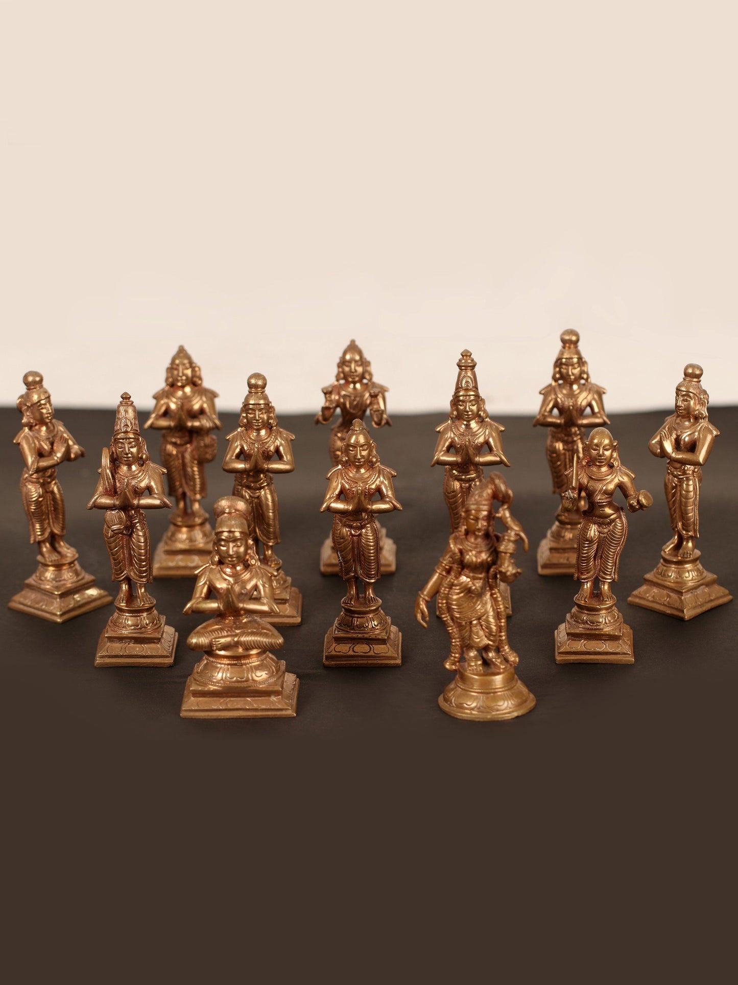 4" Alwar Idols Premium Statues (Set of 12 Statues) | Bronze Statues For Decor