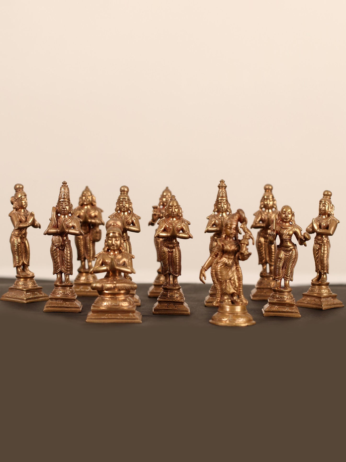 4" Alwar Idols Premium Statues (Set of 12 Statues) | Bronze Statues For Decor