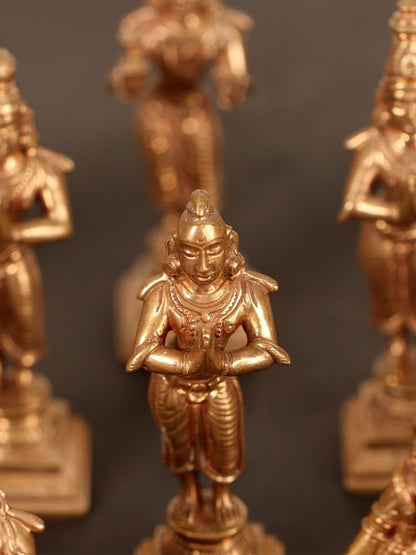 4" Alwar Idols Premium Statues (Set of 12 Statues) | Bronze Statues For Decor