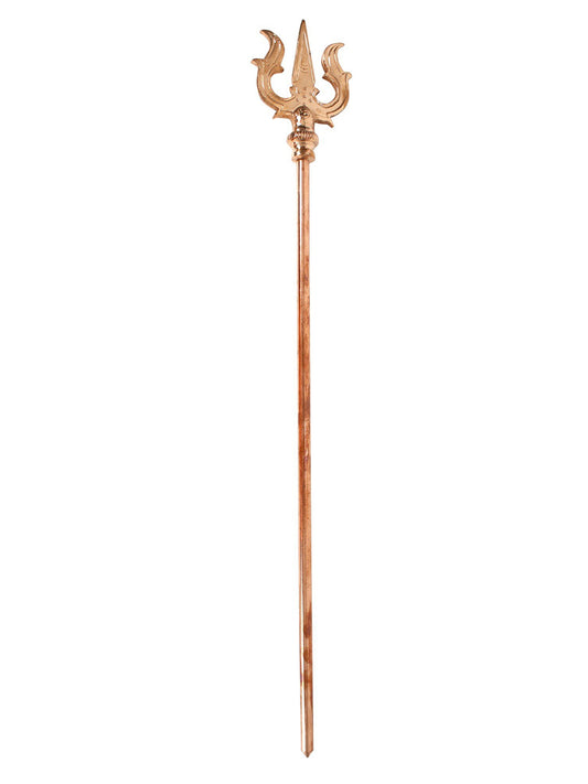 23" Copper Lord Shiva'S Trishul (Trident) | Handmade Copper Trident For Temple