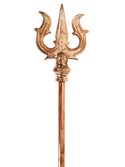 23" Copper Lord Shiva'S Trishul (Trident) | Handmade Copper Trident For Temple