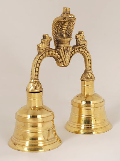 5" Shivalinga And Nandi Designer Bell In Brass | Handmade Brass Bell For Gifting