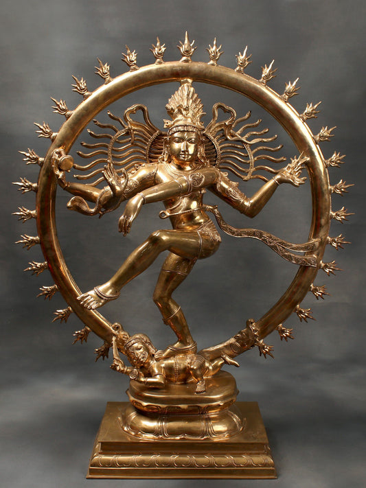 36" Superfine Dancing Lord Shiva Bronze Statue | Handmade Nataraja Bronze Idol