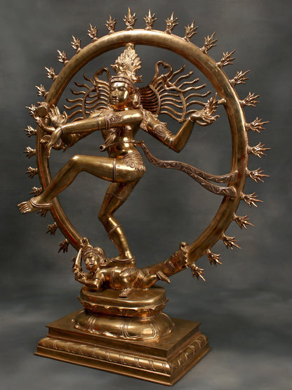 36" Superfine Dancing Lord Shiva Bronze Statue | Handmade Nataraja Bronze Idol