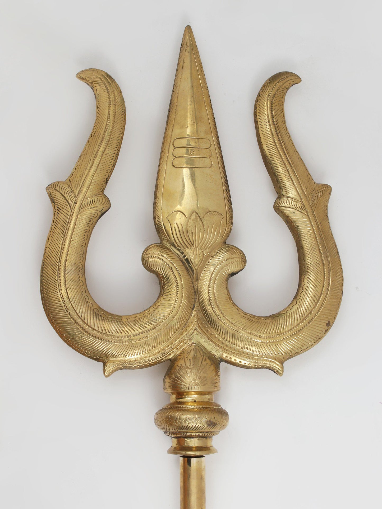 112" Super Large Lord Shiva Trishul With Tilak Design | Handmade Brass Trident For Temple