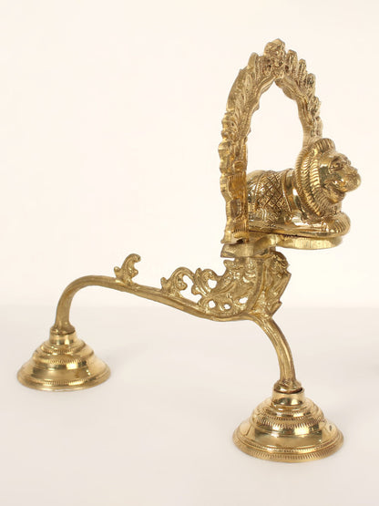 10" Lion Incense Burner with Handle in Brass | Handmade | Made in India