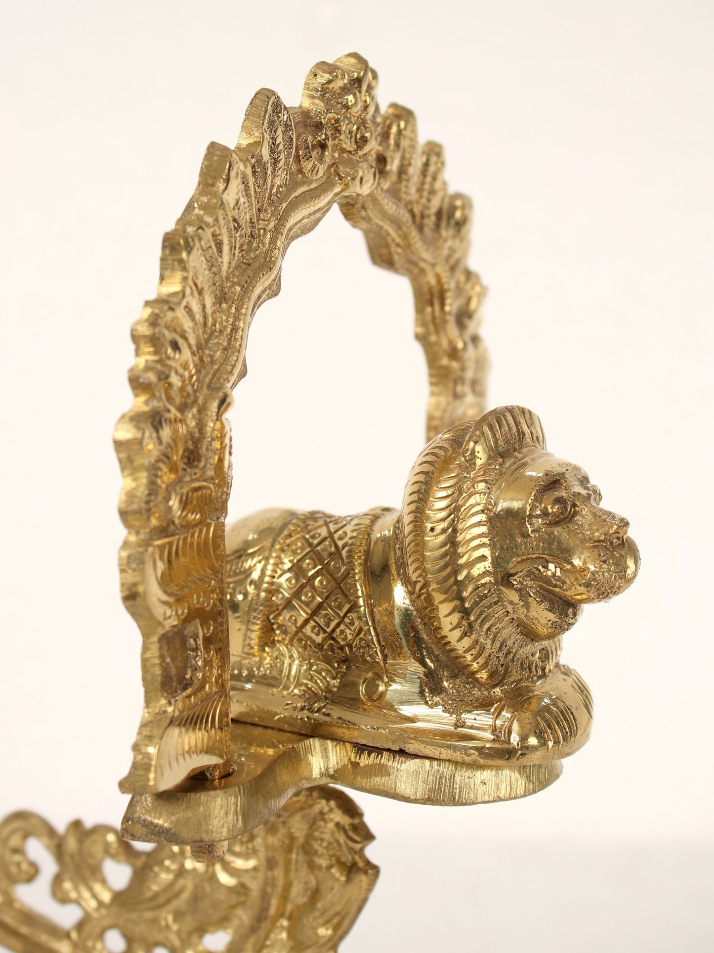 10" Lion Incense Burner with Handle in Brass | Handmade | Made in India