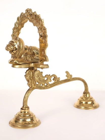 10" Lion Incense Burner with Handle in Brass | Handmade | Made in India