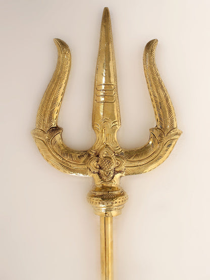 60" Large Size Lord Shiva'S Brass Trident | Handmade Brass Trident For Temple