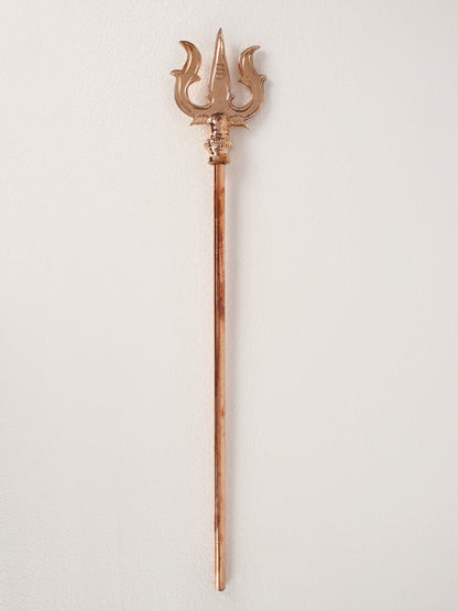 19" Handmade Trident Of Lord Shiva In Copper | Handmade Copper Trident For Temple | Trident For Gifting