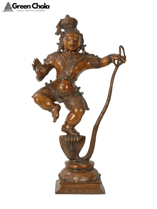 35-inch Large Shri Kalinga Krishna Brass Statue on Oval Base