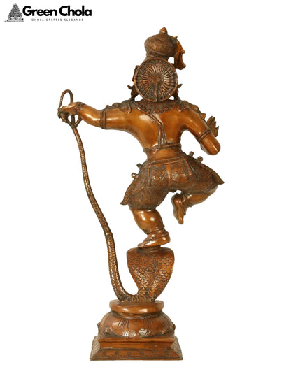 35-inch Large Shri Kalinga Krishna Brass Statue on Oval Base