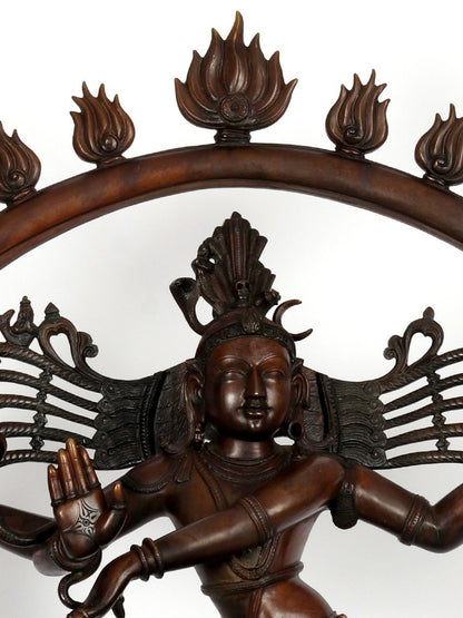 35" Superfine Hindu God Nataraja (Shiva) With Devotees at Bottom | Bronze Statue