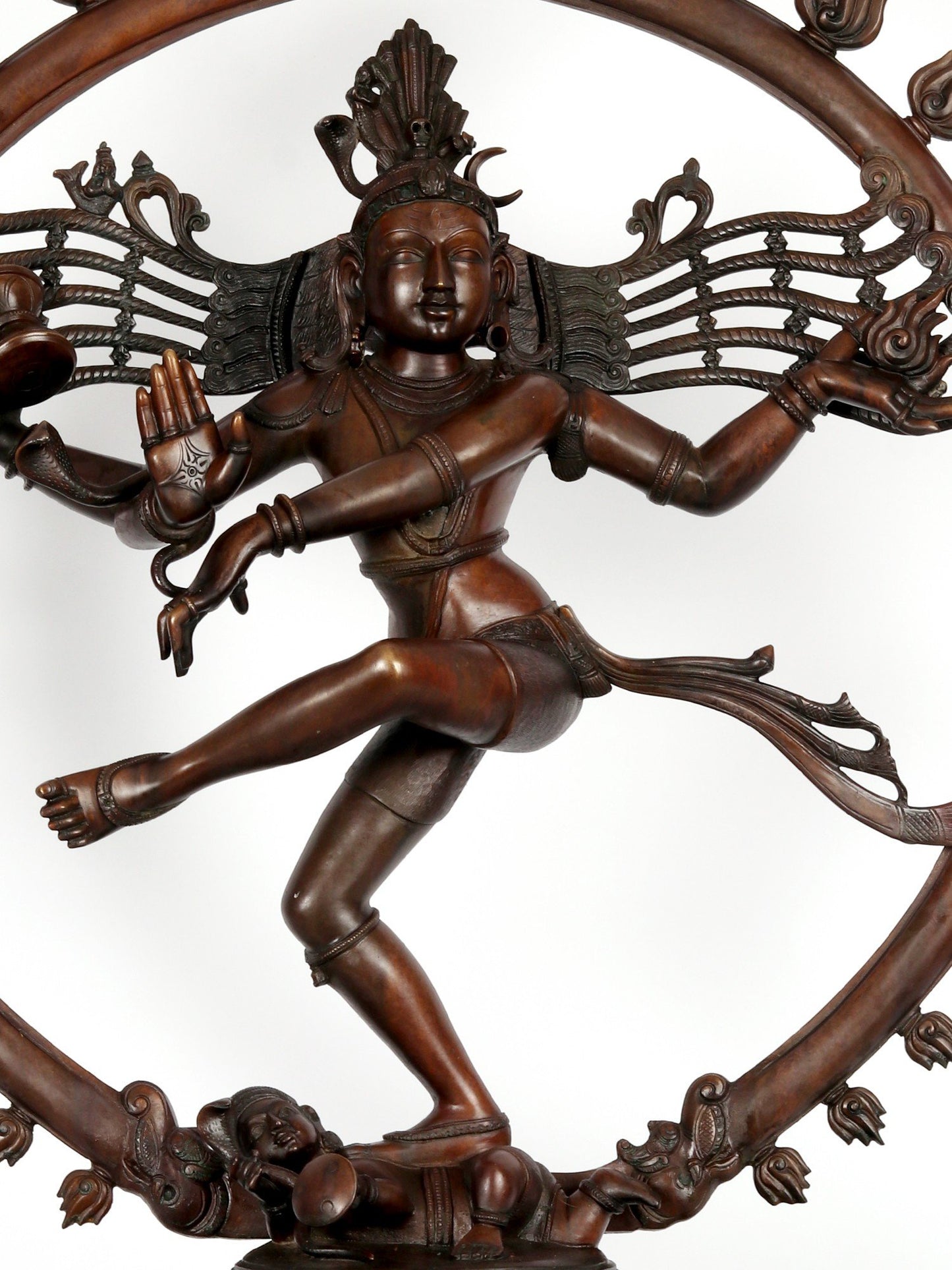 35" Superfine Hindu God Nataraja (Shiva) With Devotees at Bottom | Bronze Statue