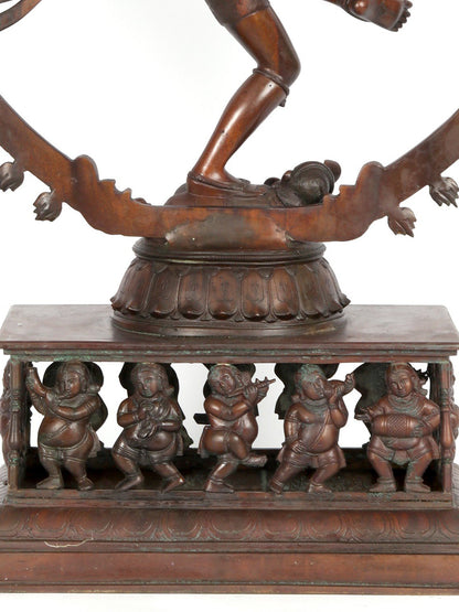 35" Superfine Hindu God Nataraja (Shiva) With Devotees at Bottom | Bronze Statue