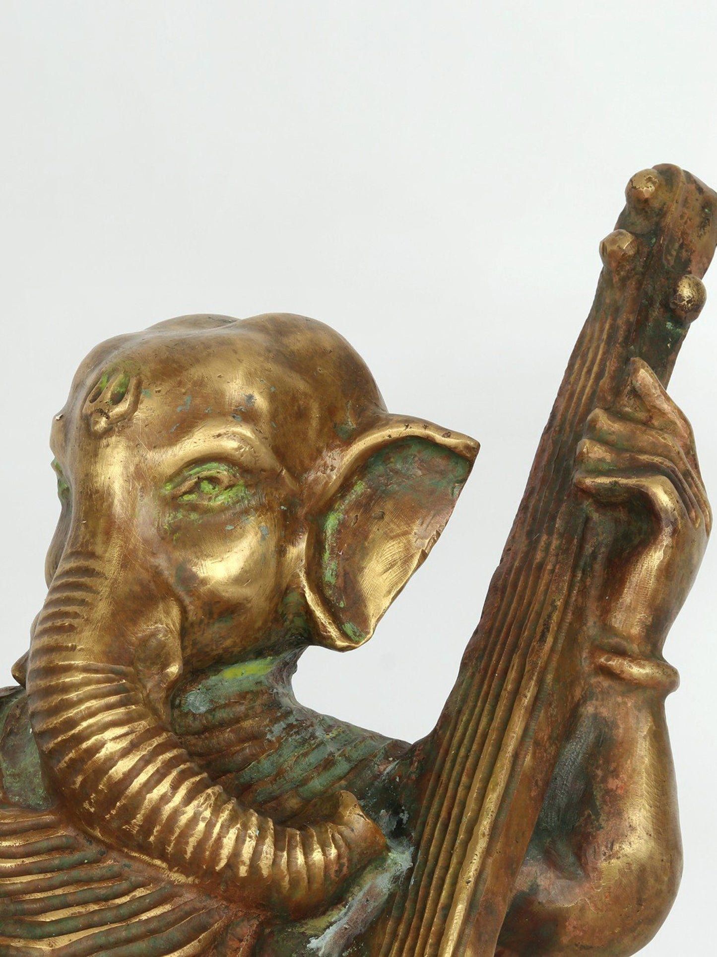 14" Lord Ganesha Playing Sitar | Original Bronze Sculpture For Home | Bronze Statue