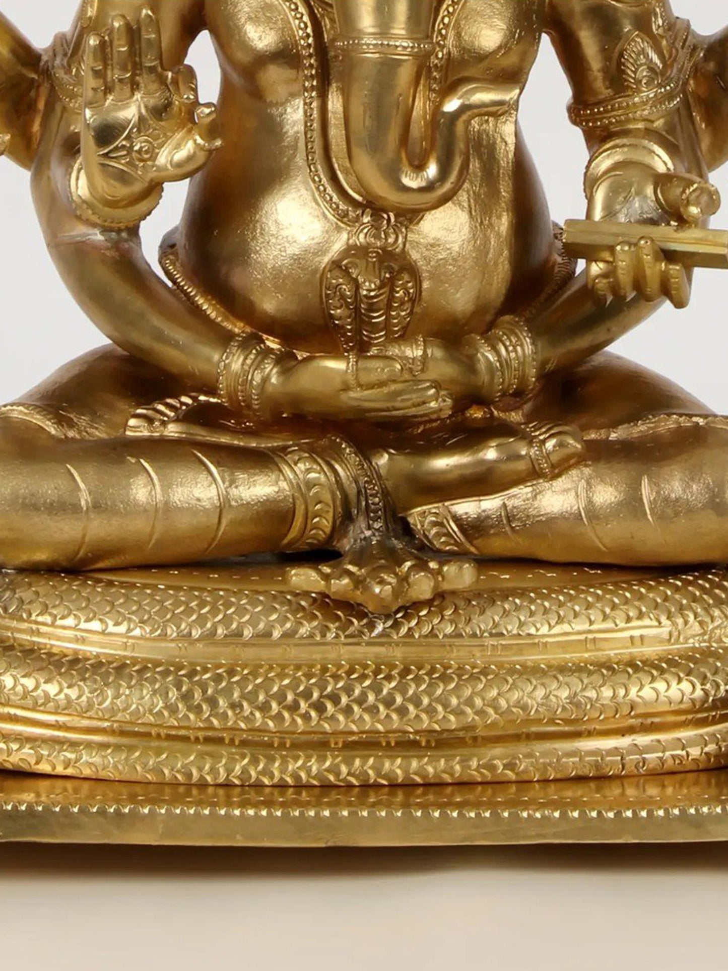 18" Superfine Seated Lord Ganesha With Sheshnag On Head | Bronze Statue For Temple