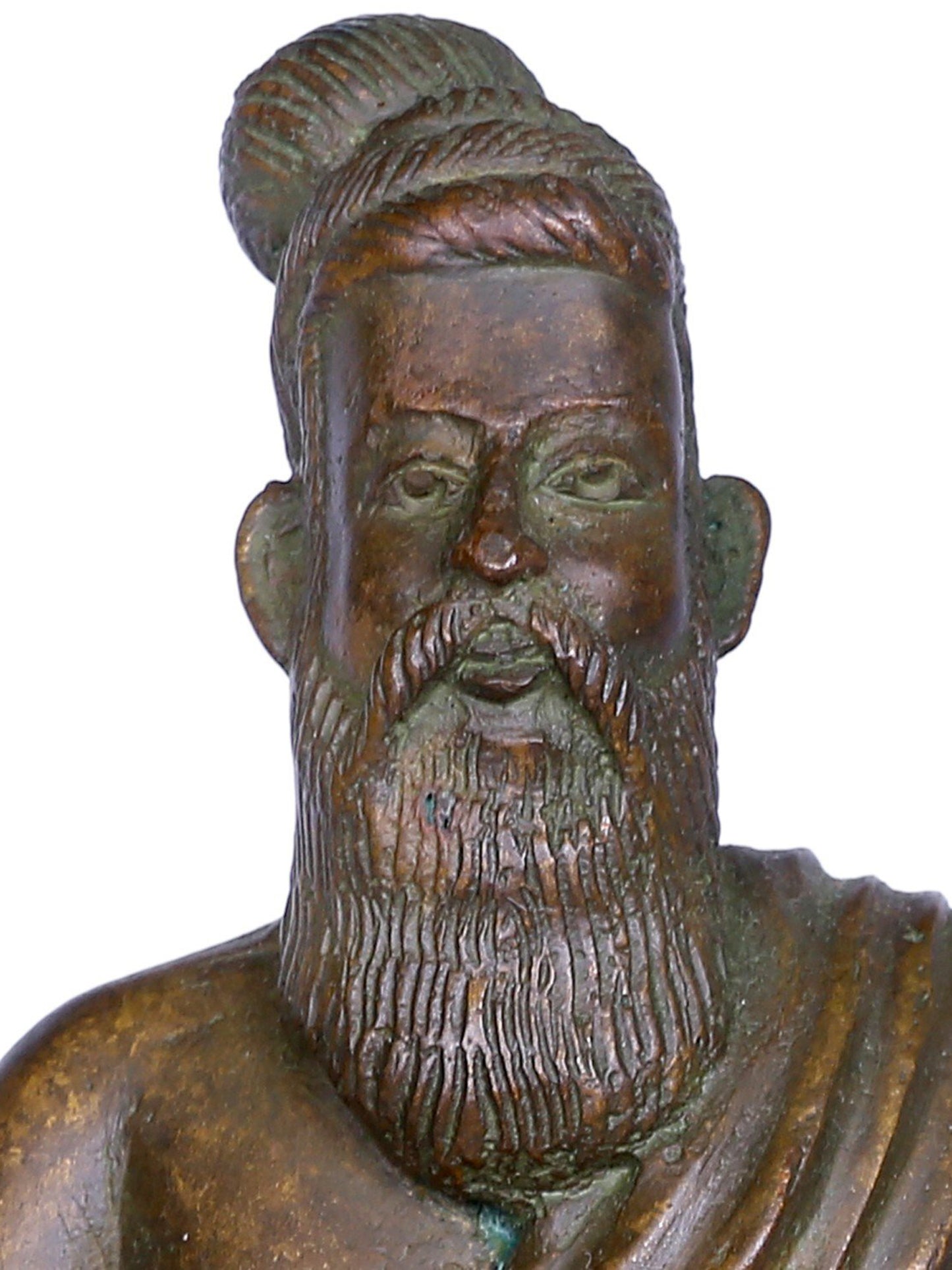 5'' Hindu Philosopher Thiruvalluvar (The Saint) Bronze Idol Seated on Chowki | Bronze Statue