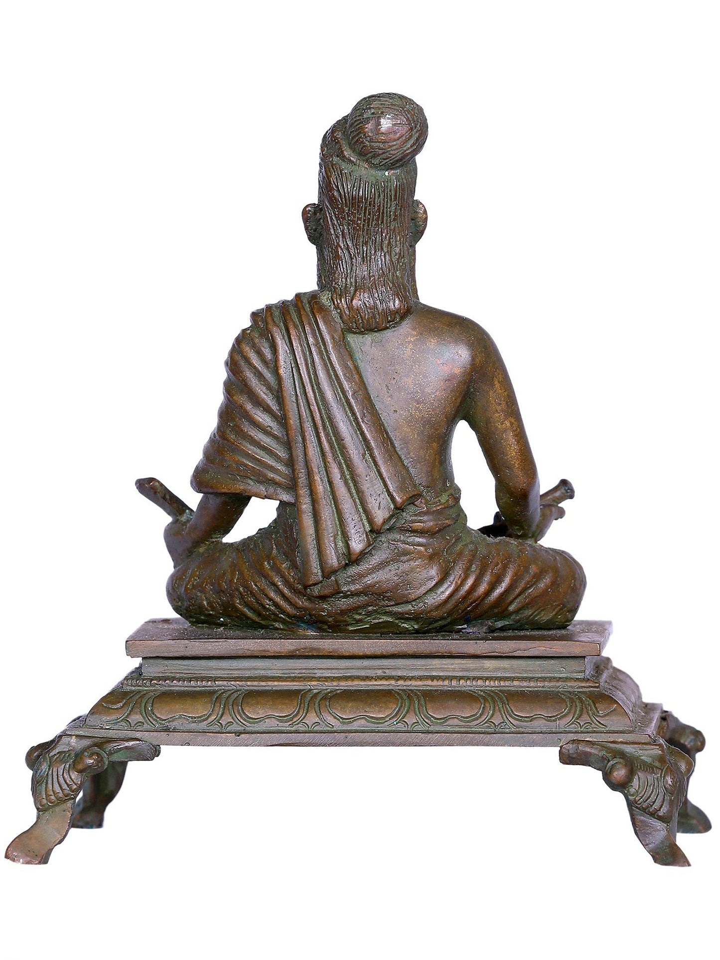 5'' Hindu Philosopher Thiruvalluvar (The Saint) Bronze Idol Seated on Chowki | Bronze Statue