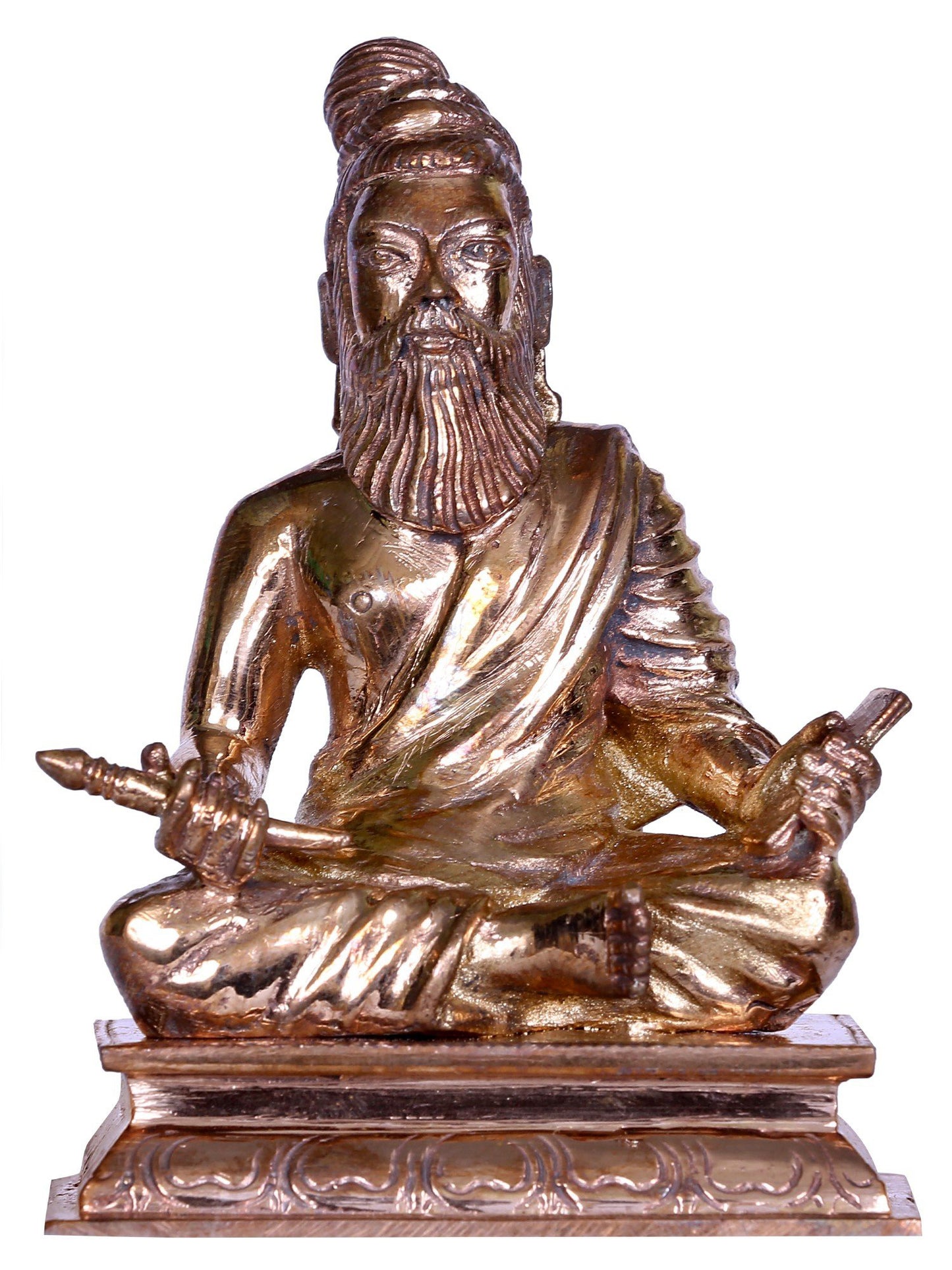 3'' Philosopher Thiruvalluvar (The Saint) Idol Seated on Base | Small Bronze Statue