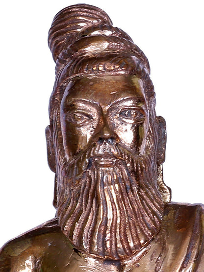 3'' Philosopher Thiruvalluvar (The Saint) Idol Seated on Base | Small Bronze Statue