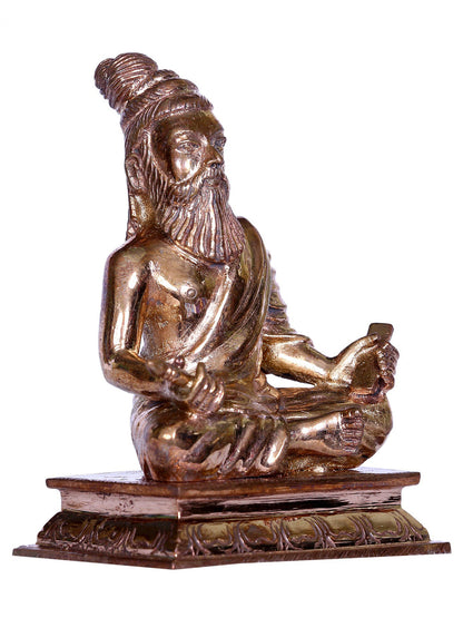 3'' Philosopher Thiruvalluvar (The Saint) Idol Seated on Base | Small Bronze Statue