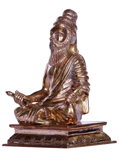 3'' Philosopher Thiruvalluvar (The Saint) Idol Seated on Base | Small Bronze Statue