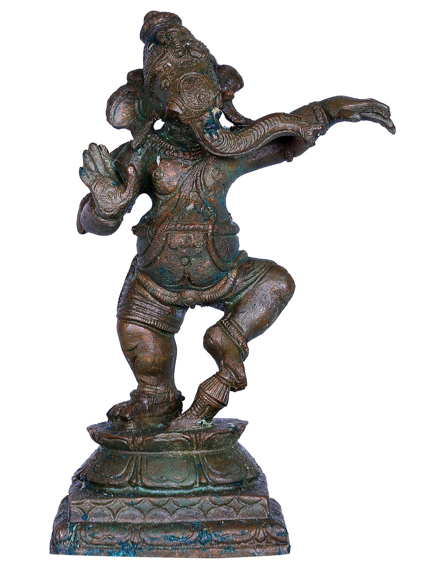 4'' Small Dancing Ganesha Bronze Figurine | Ganesha Gift Box | Bronze Statue For Gifting