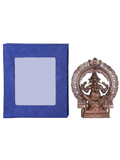 4'' Small Four Armed Lord Ganesha Bronze Idol with Arch | Ganesha Gift Box | Bronze Statue