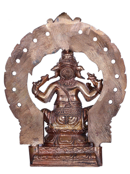 4'' Small Four Armed Lord Ganesha Bronze Idol with Arch | Ganesha Gift Box | Bronze Statue