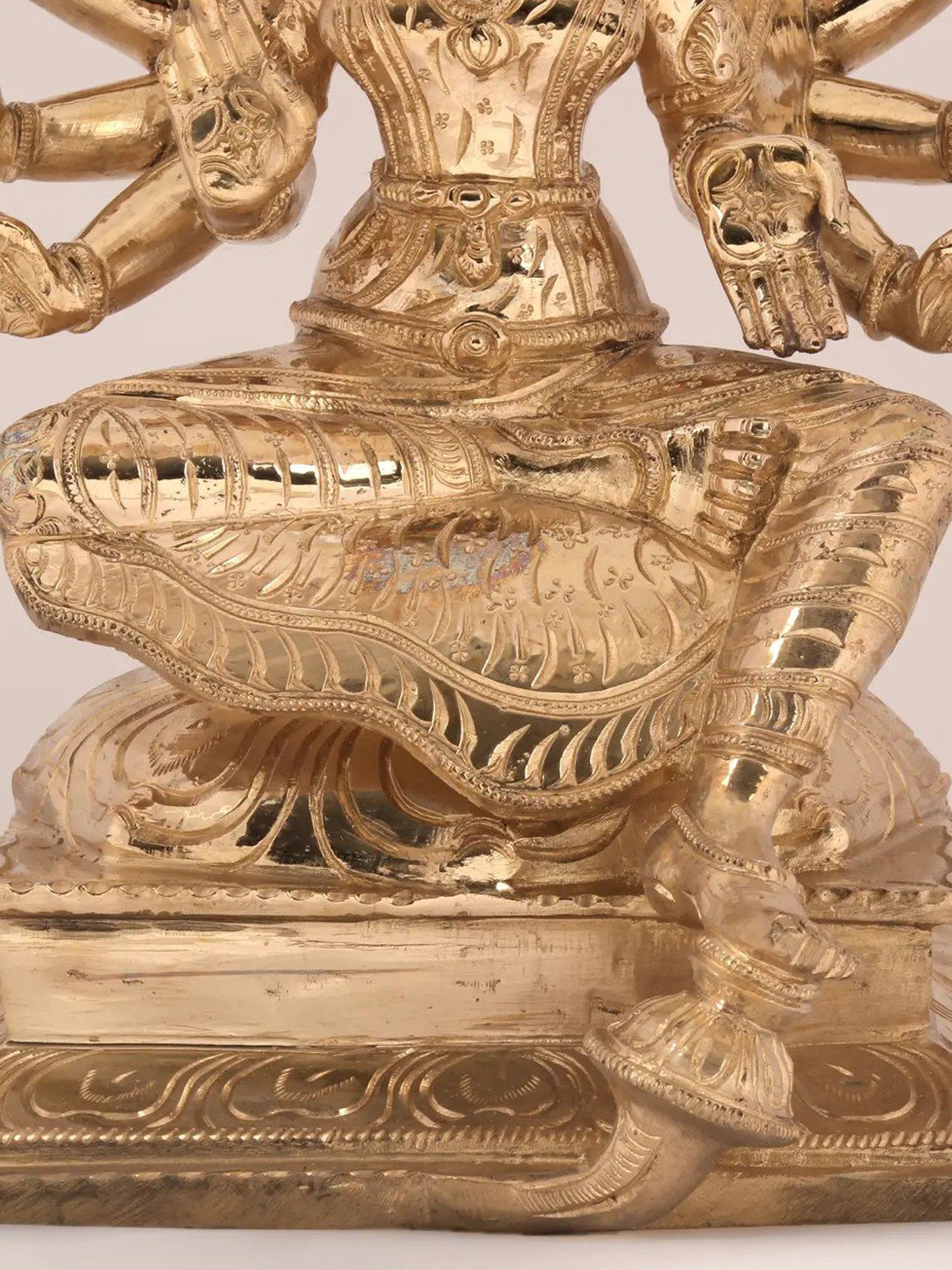 12'' Eight-Handed Goddess Varahi In Seated Posture | Bronze Statue For Temple