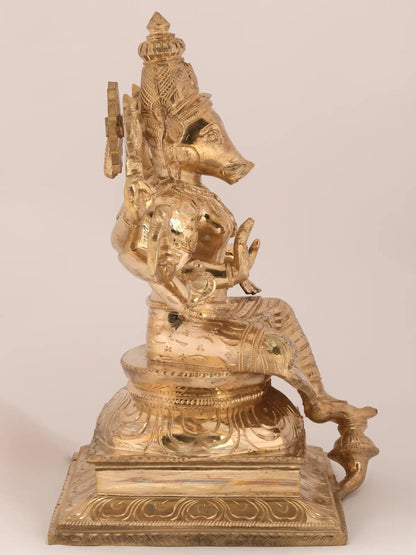 12'' Eight-Handed Goddess Varahi In Seated Posture | Bronze Statue For Temple