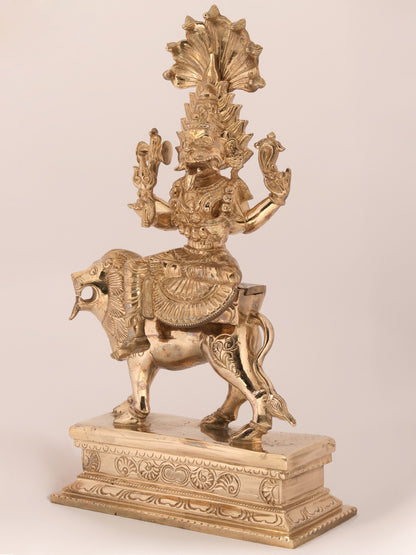 15'' Furious Goddess Pratyangira Bronze Statue Seated on Lion | Bronze Statue For Temple