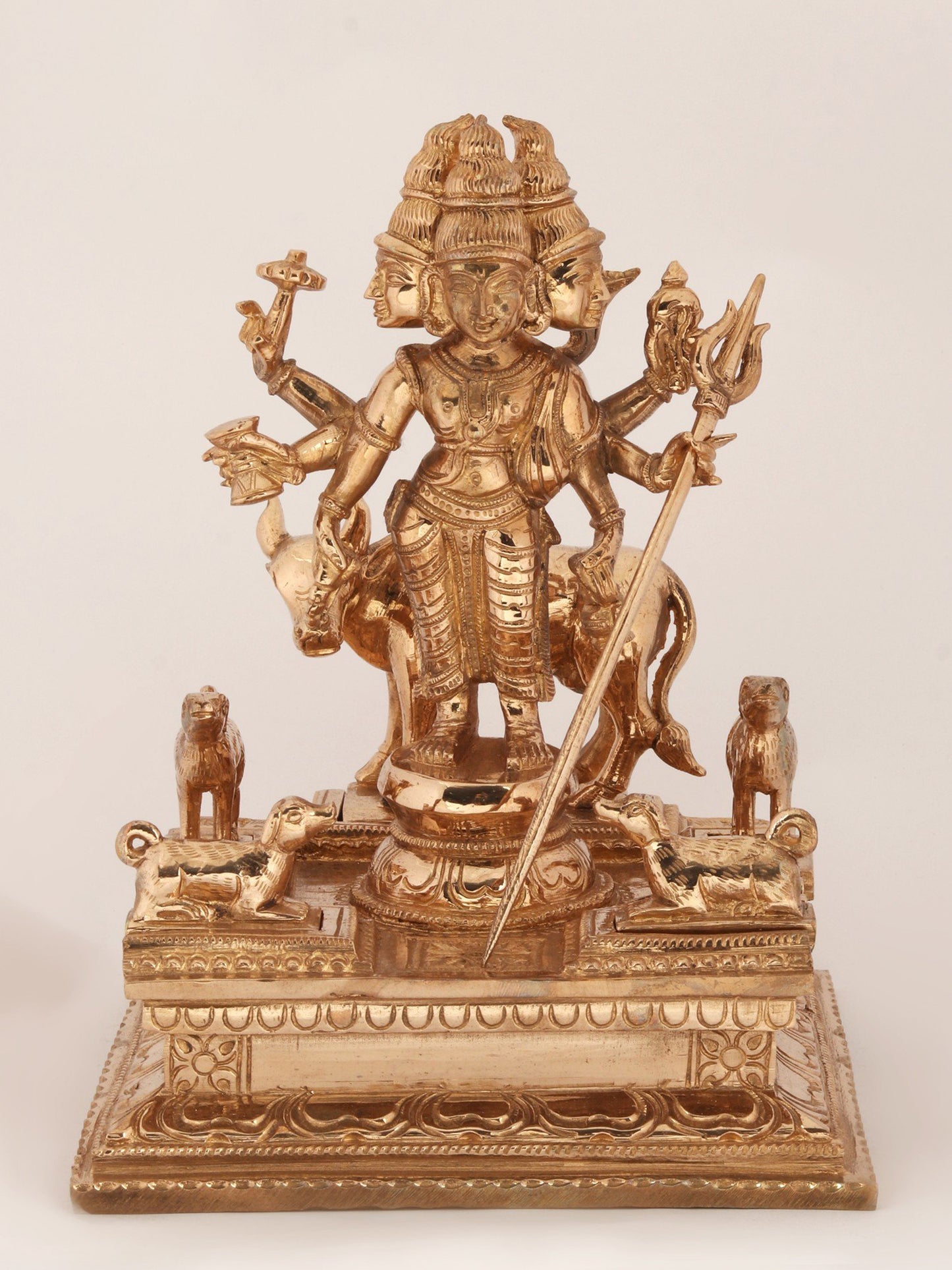 8" Six Armed Lord Dattatreya Statue in Bronze | Bronze Statue For Temple