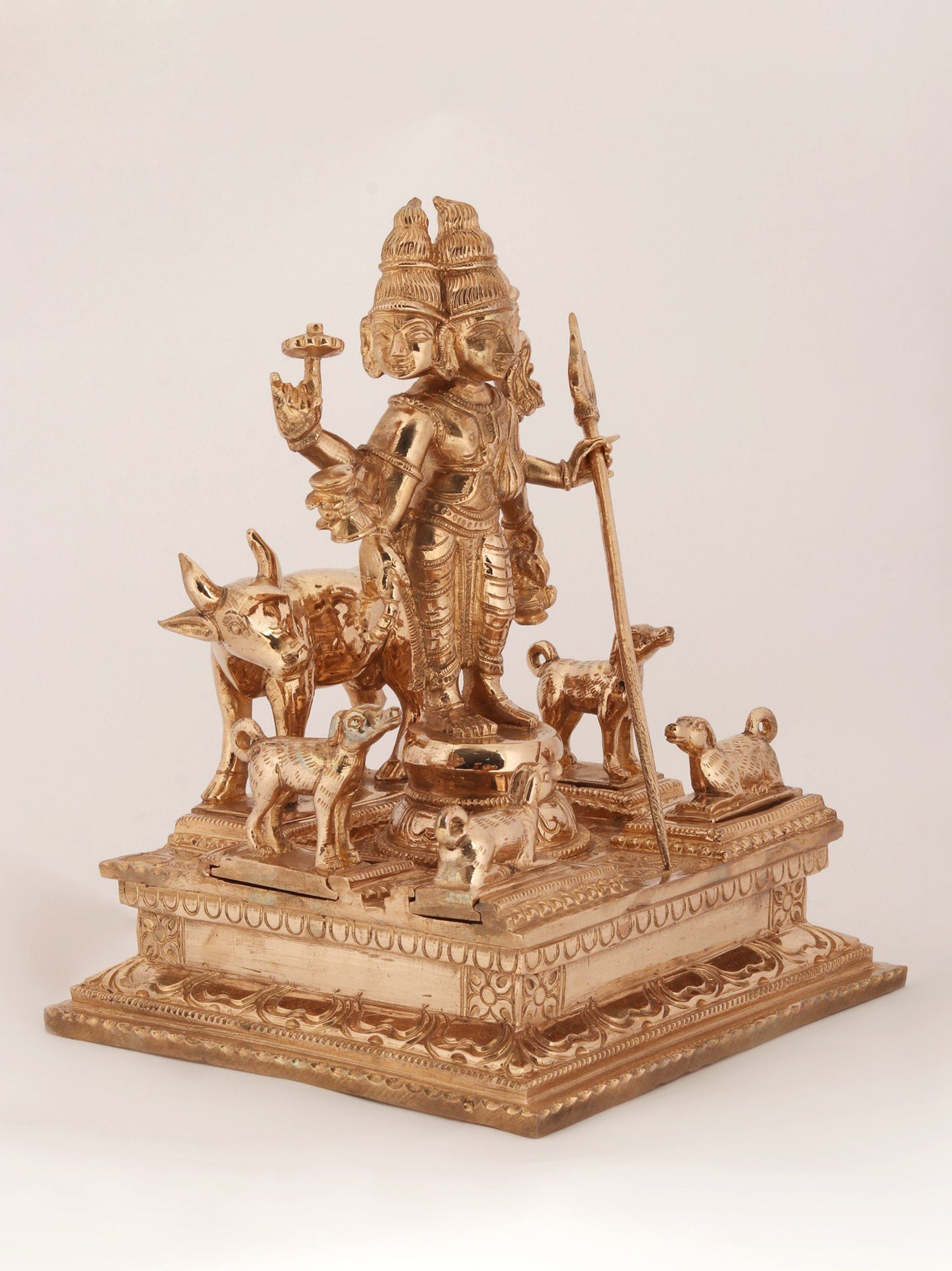 8" Six Armed Lord Dattatreya Statue in Bronze | Bronze Statue For Temple