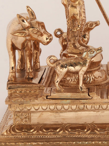 8" Six Armed Lord Dattatreya Statue in Bronze | Bronze Statue For Temple