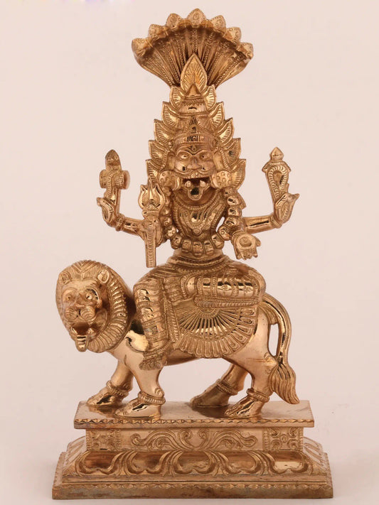 7" Bronze Goddess Pratyangira (Atharvana Bhadrakali) | Bronze Statue For Temple