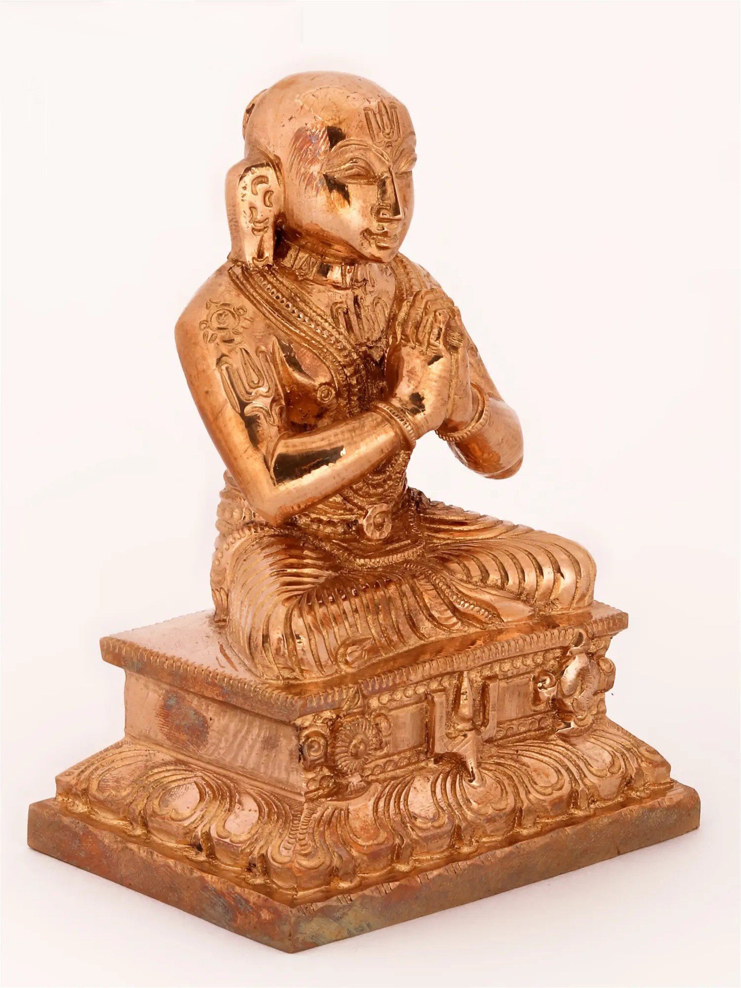 4" Small Sculpture Of Saint Acharya Ramanuja | Bronze Statue For Temple