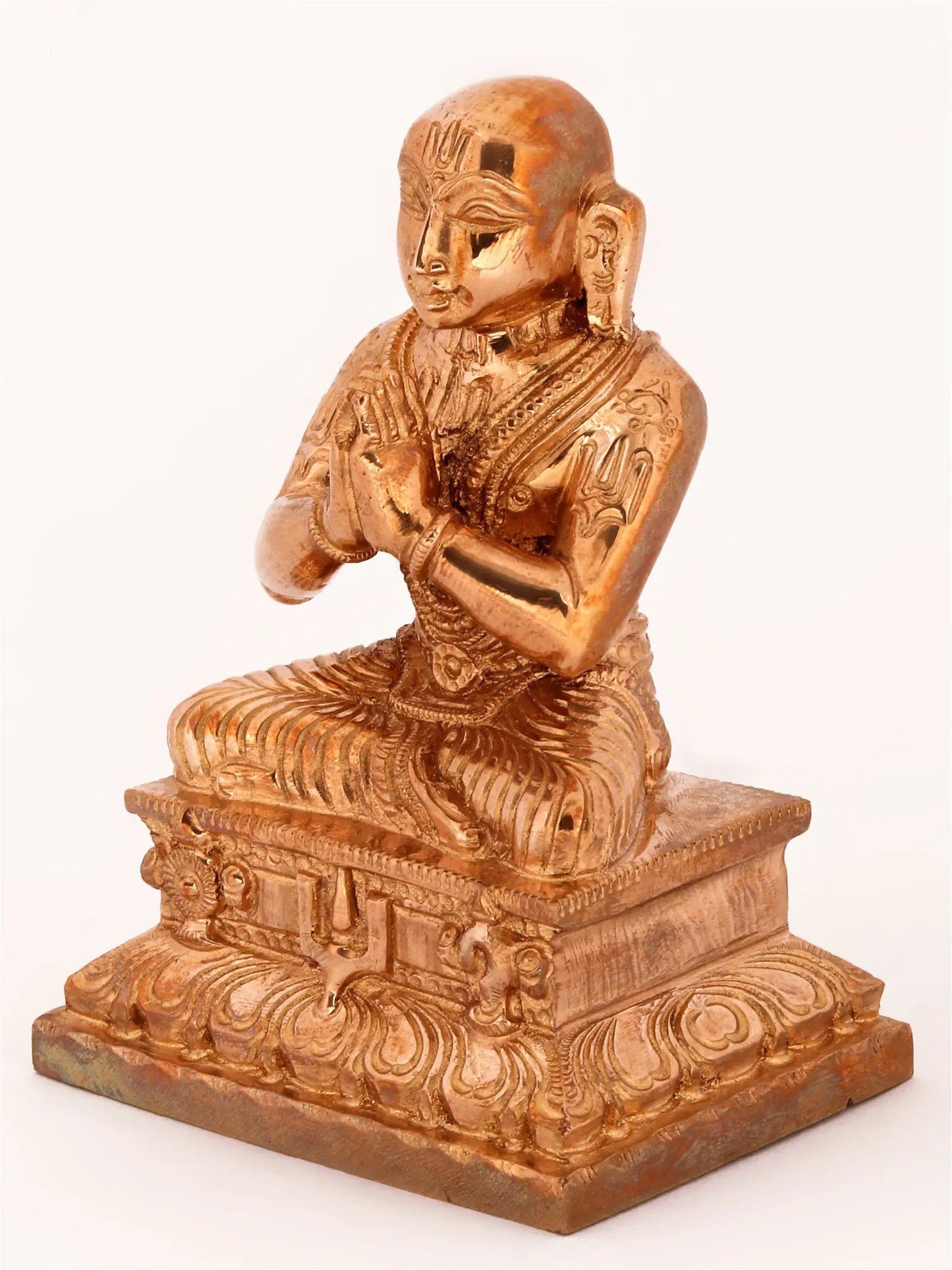 4" Small Sculpture Of Saint Acharya Ramanuja | Bronze Statue For Temple