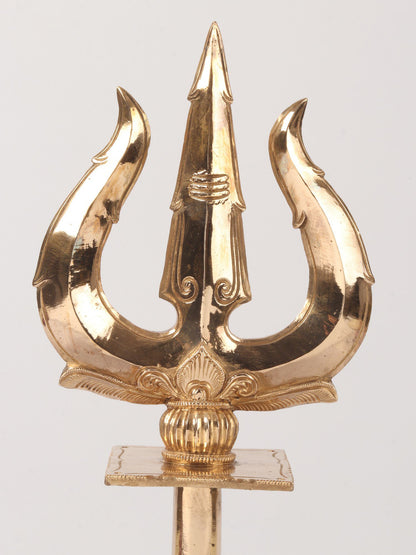 20" Bronze Lord Shiva'S Trishul (Trident) With Stand | Handmade Bronze Trident For Temple | Trident For Gifting