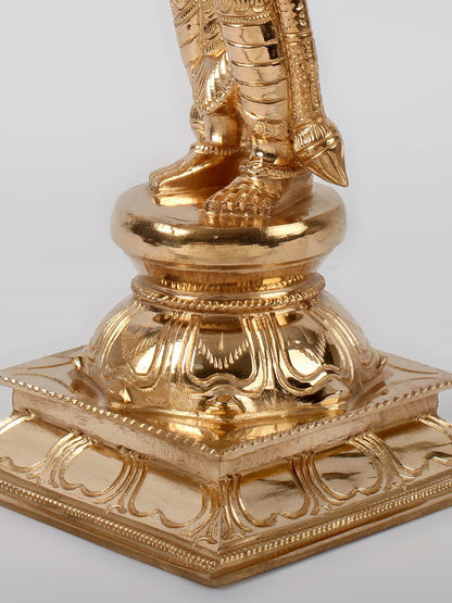 15" Standing Goddess Andal On Lotus Base Bronze Sculpture | Decorative Bronze Idol | Bronze Statue For Temple