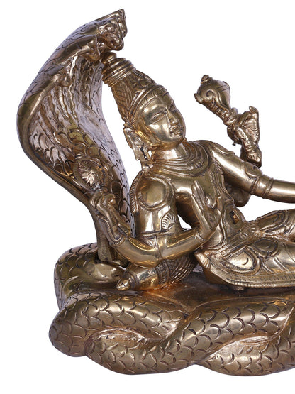 8'' Hindu Deity Ranganatha (Lord Vishnu) Bronze Sculpture | Bronze Statue For Temple