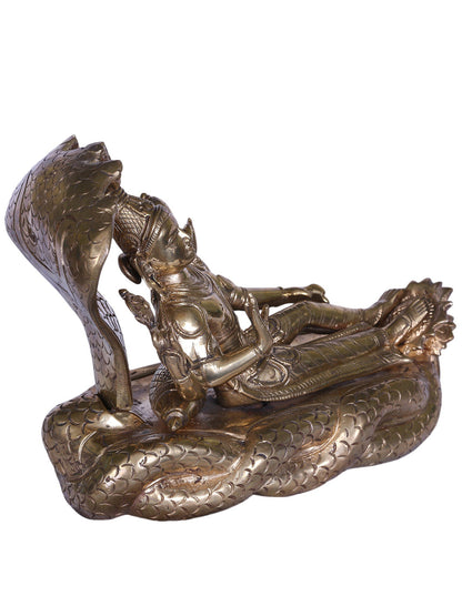 8'' Hindu Deity Ranganatha (Lord Vishnu) Bronze Sculpture | Bronze Statue For Temple