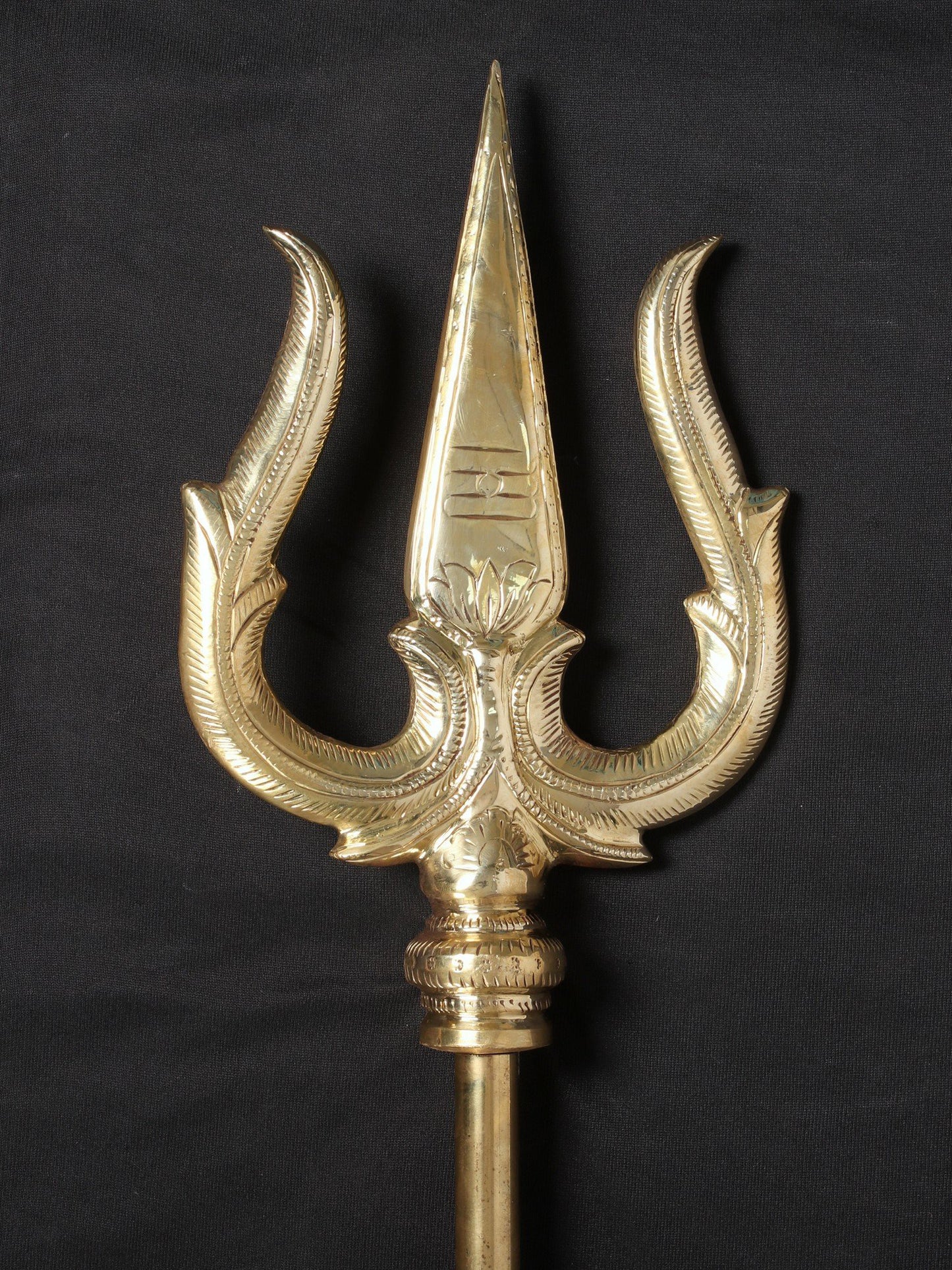 67'' Large Trident With Shiva Tilak And Tamil Om Engraved | Handmade Brass Trident For Temple | Trident For Gifting