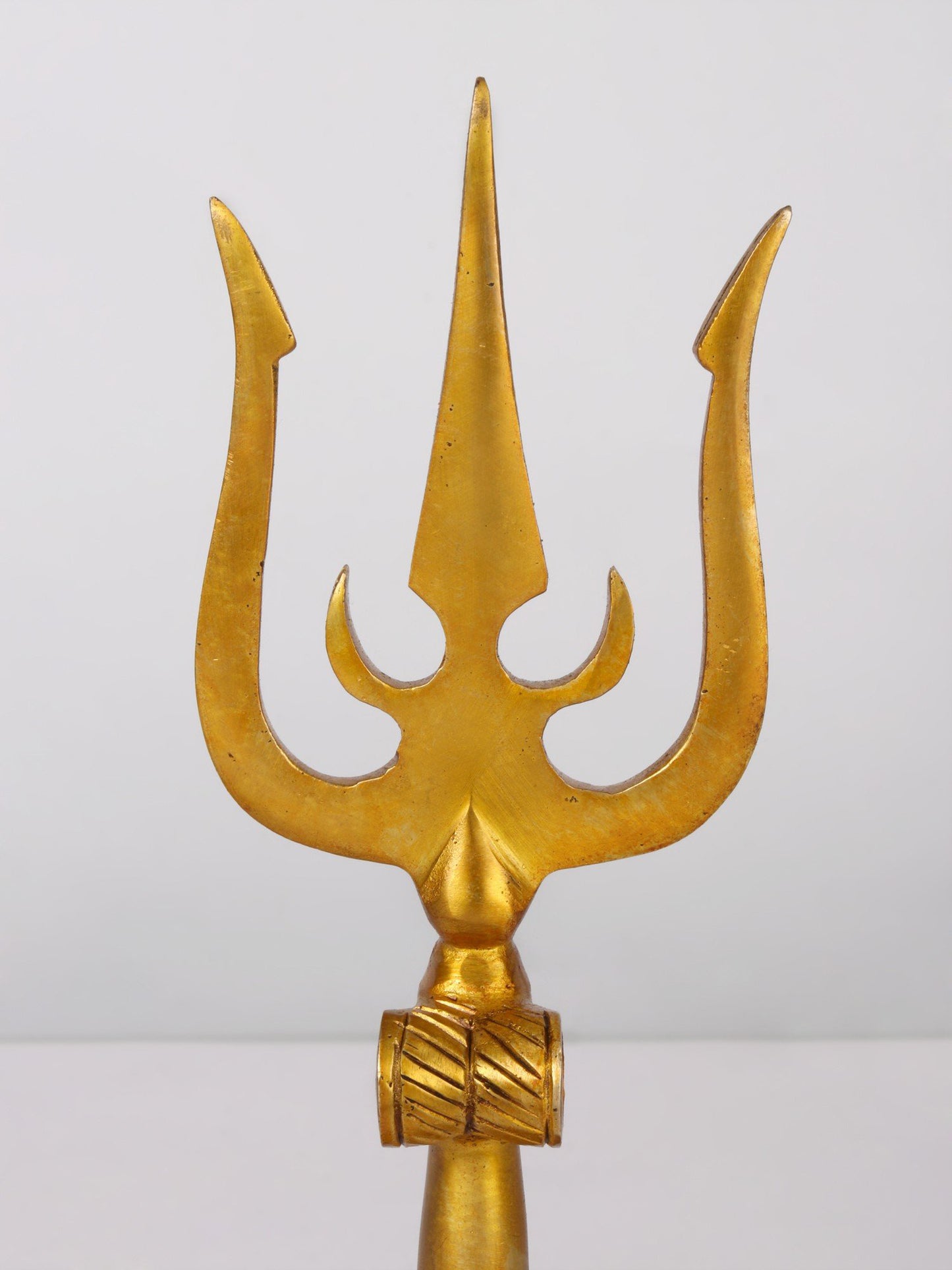 9'' Mahadev's Trident With Round Stand | Handmade Brass Trident For Temple | Trishul For Gifting