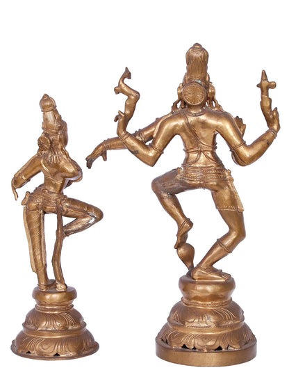 18" Dancing Shiva Parvati Panchaloha Bronze Statue from Swamimalai | Madhuchista Vidhana (Lost-Wax)