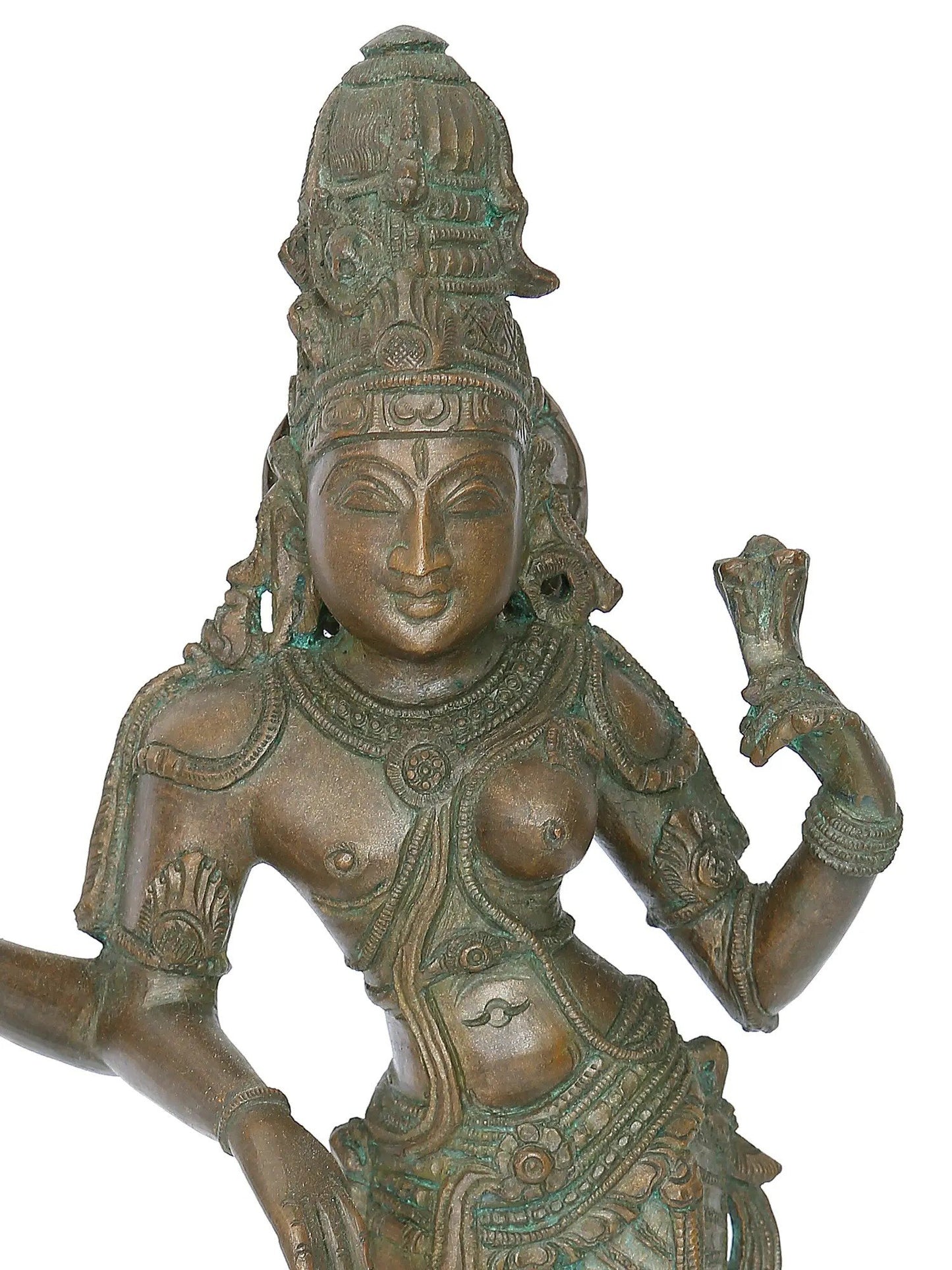 13" Ardhnarishvara Bronze Sculpture | Madhuchista Vidhana (Lost-Wax) | Panchaloha Bronze from Swamimalai